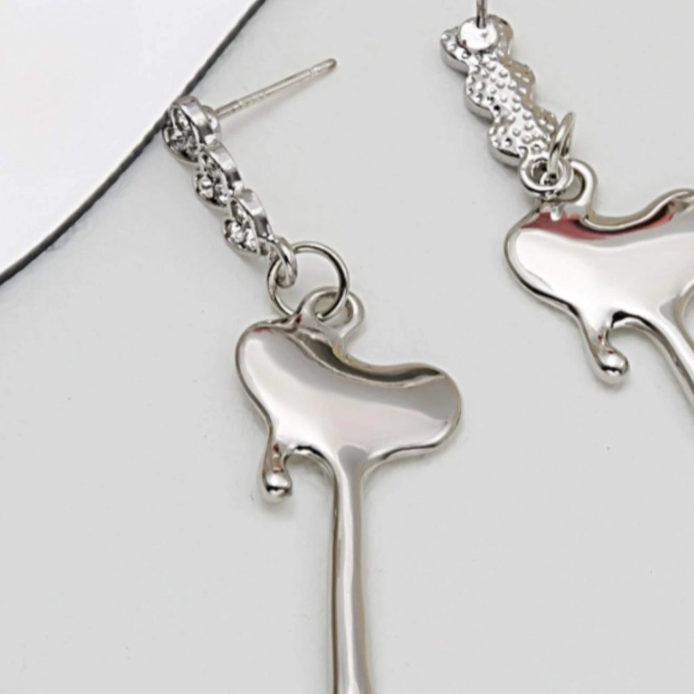 Silver Melting Hearts Hanging Earrings - Picture 4 of 5